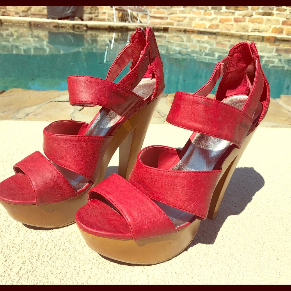 Charlotte Russe Red strappy platform high heels